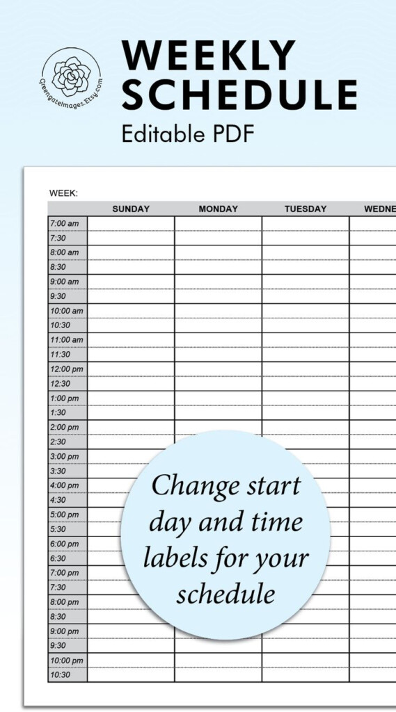 1 Day Weekly Schedule Template Printable The Death Of 1 2021 Weekly 