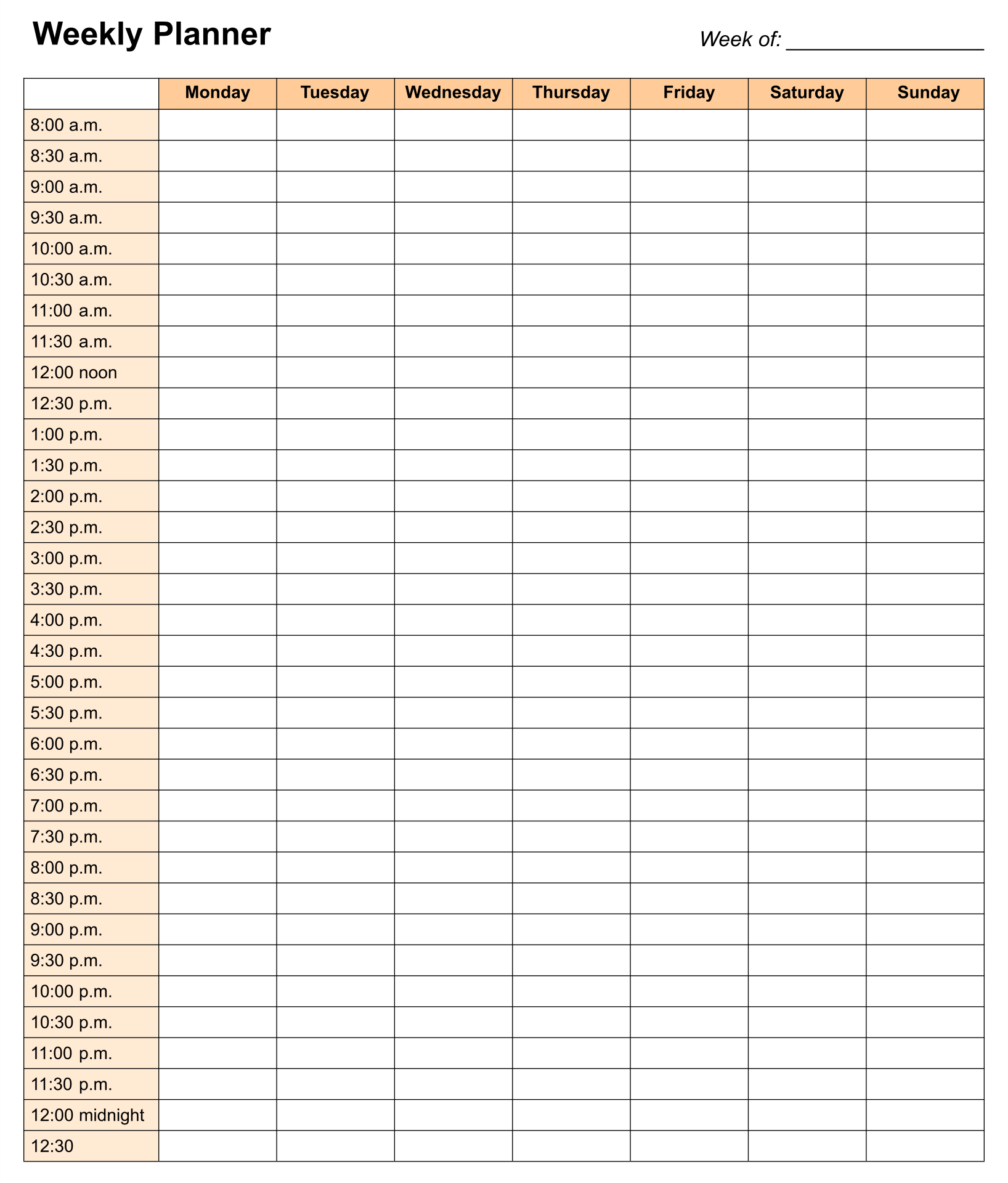 10 Best 24 Hour Calendar Printable Study Planner Printable Study