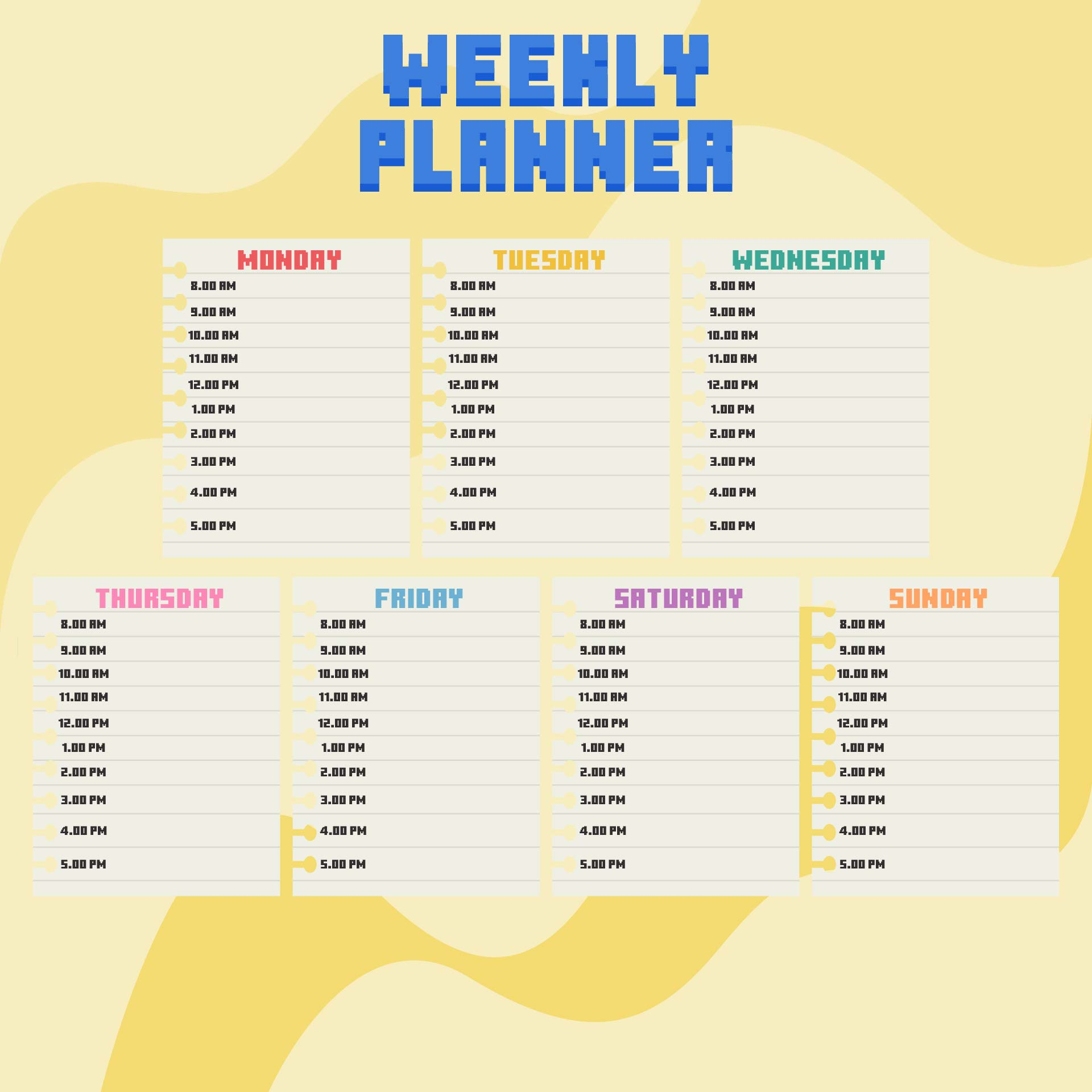 10 Best Printable Blank Weekly Time Slots Printablee