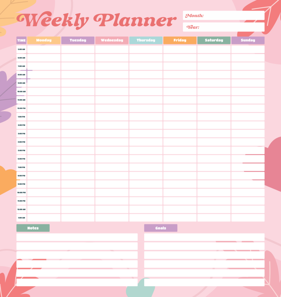 10 Best Weekly Hourly Calendar Printable Printablee