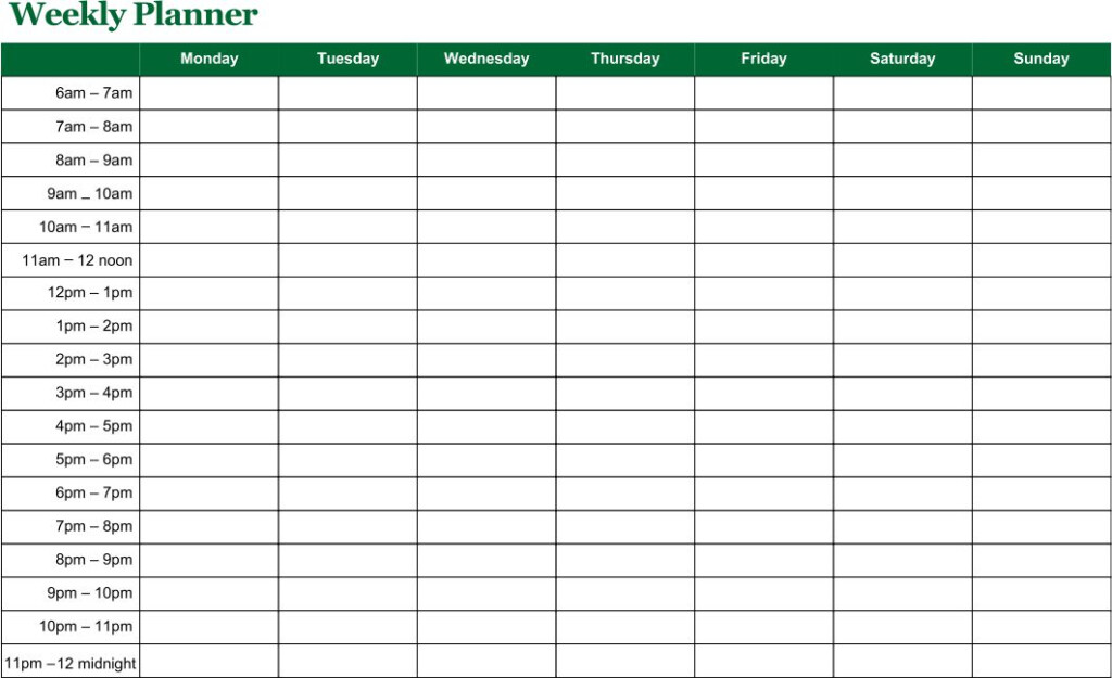 13 Best Printable Weekly Calendar With 15 Minute Time Slots 