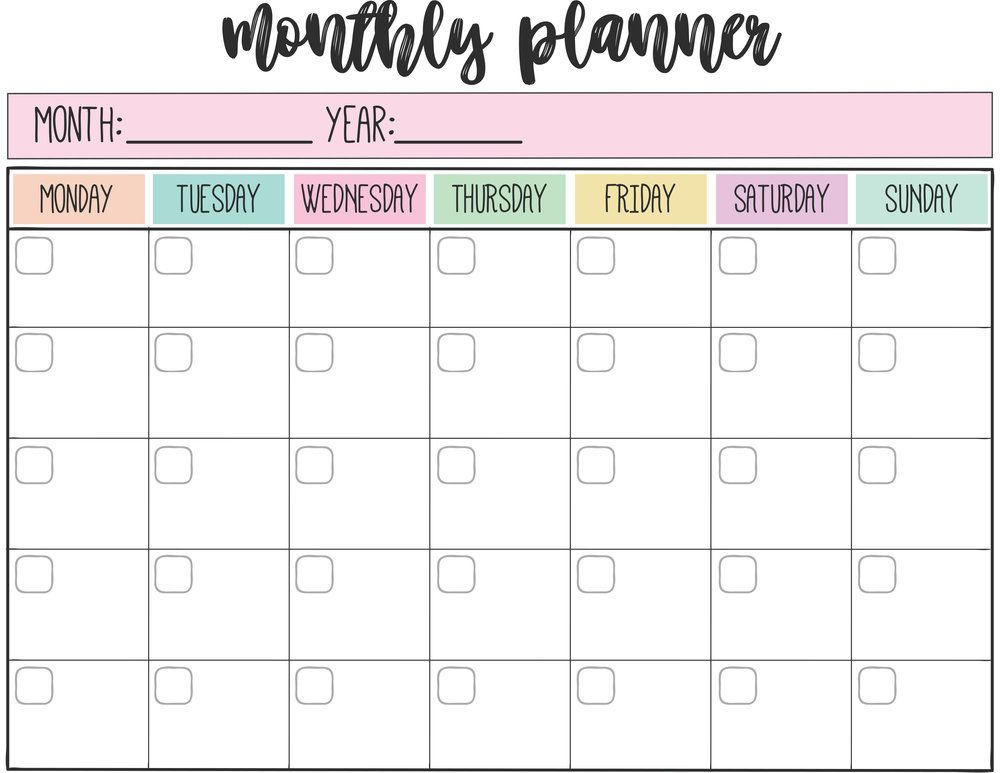 20 Monthly Planner Free Download Printable Calendar Templates 