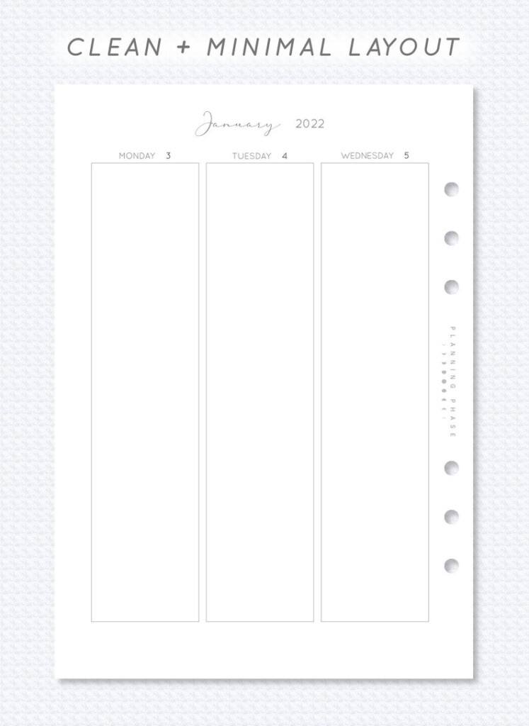 2022 Vertical Column Weekly Planner Insert Printable A5 Etsy