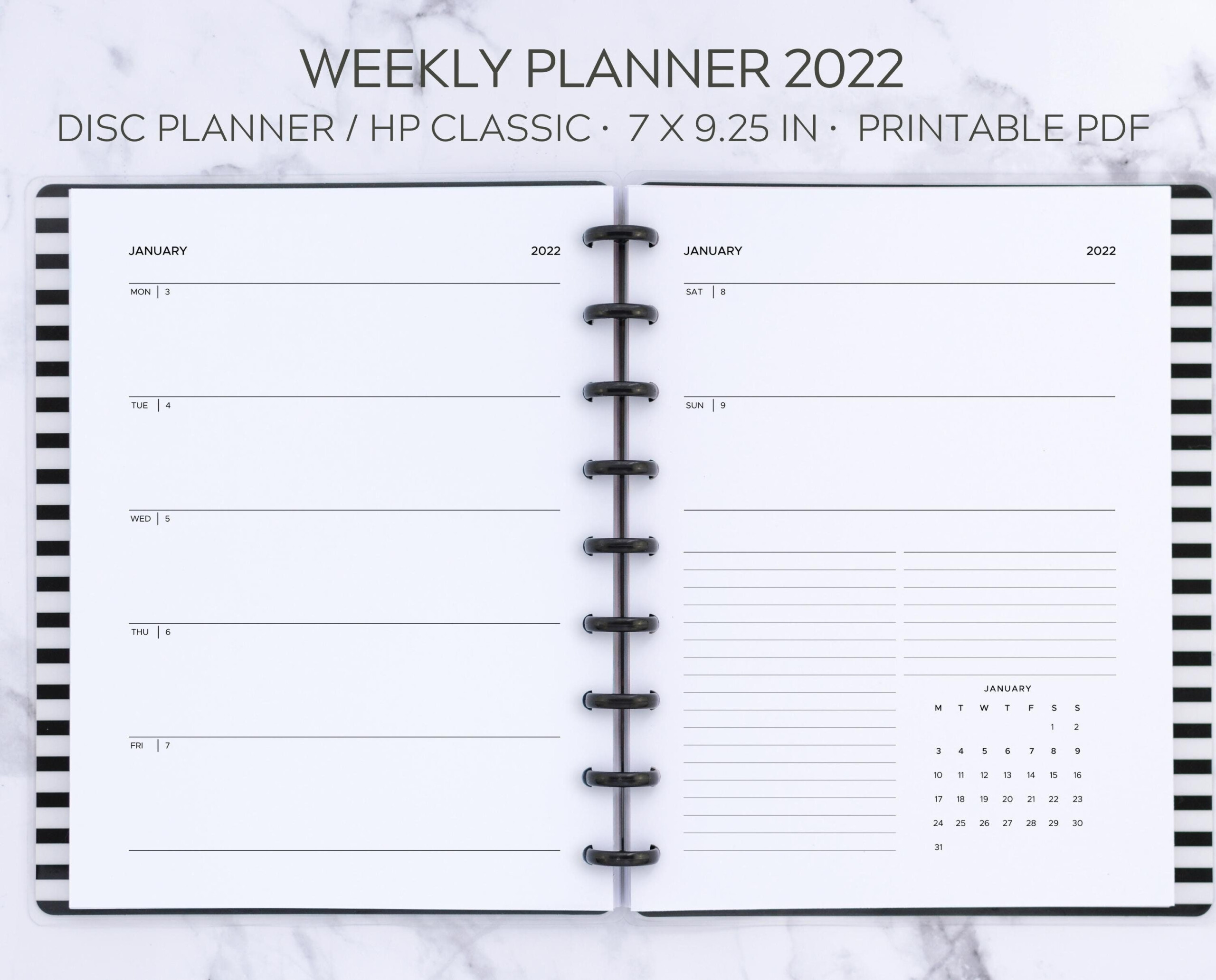 2022 Weekly Planner Printable Discbound Planner 7 X 9 25 Etsy In 2022 