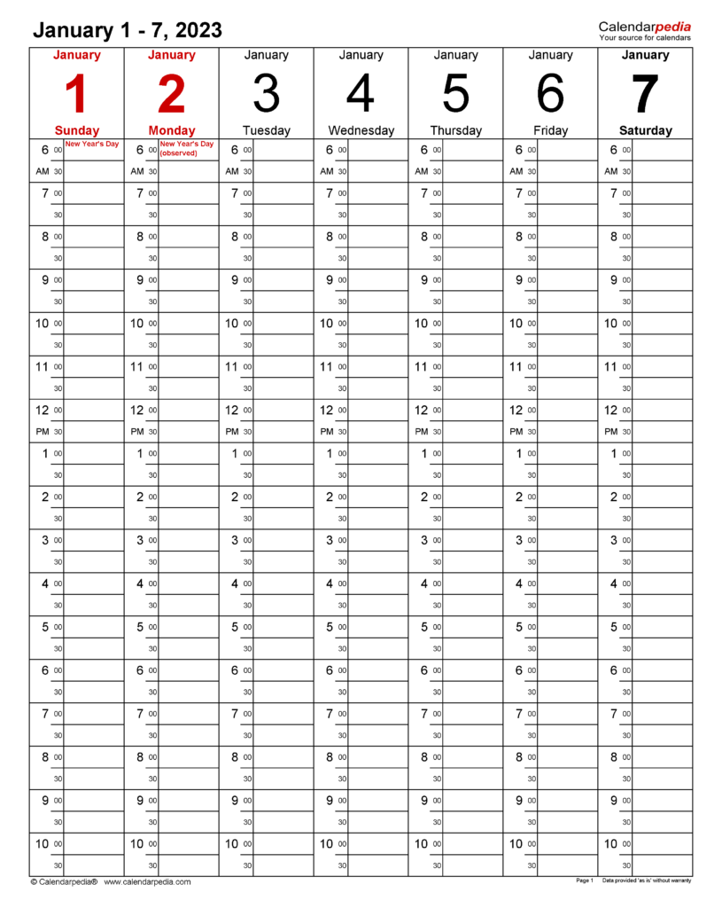 2023 Calendar Free Printable Word Templates Calendarpedia