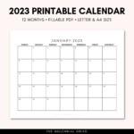 2023 Calendar Printable 2023 Calendar Template 2023 Etsy Canada