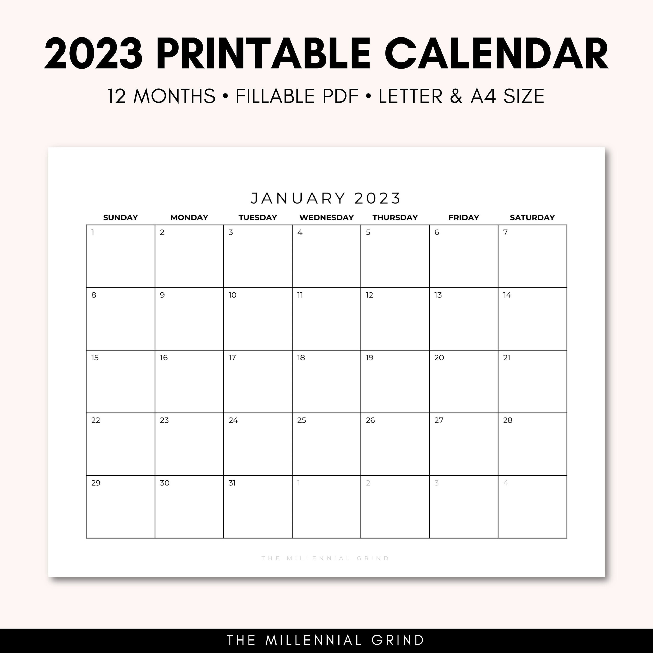 2023 Calendar Printable 2023 Calendar Template 2023 Etsy Canada