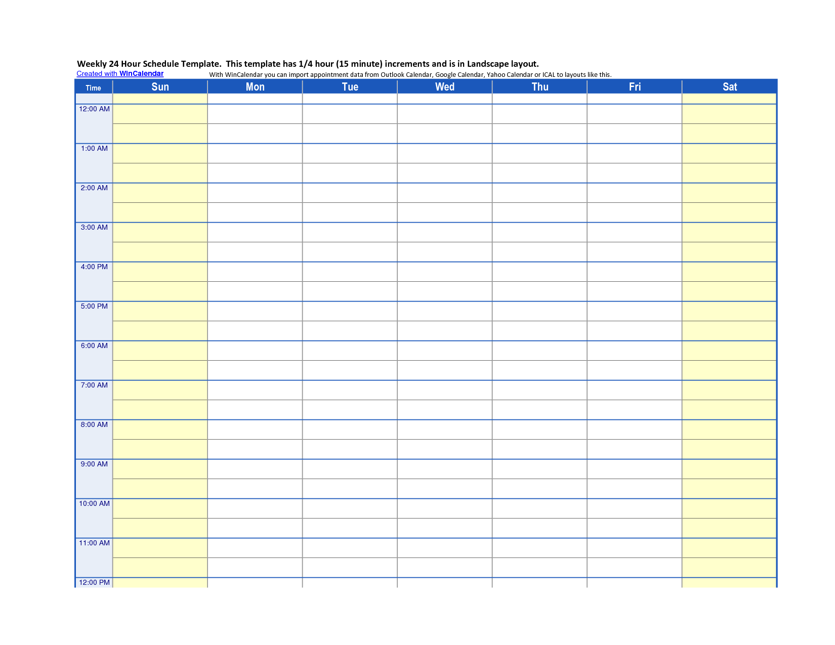 24 Hour Schedule Template Excel Daily Calendar Template Free 