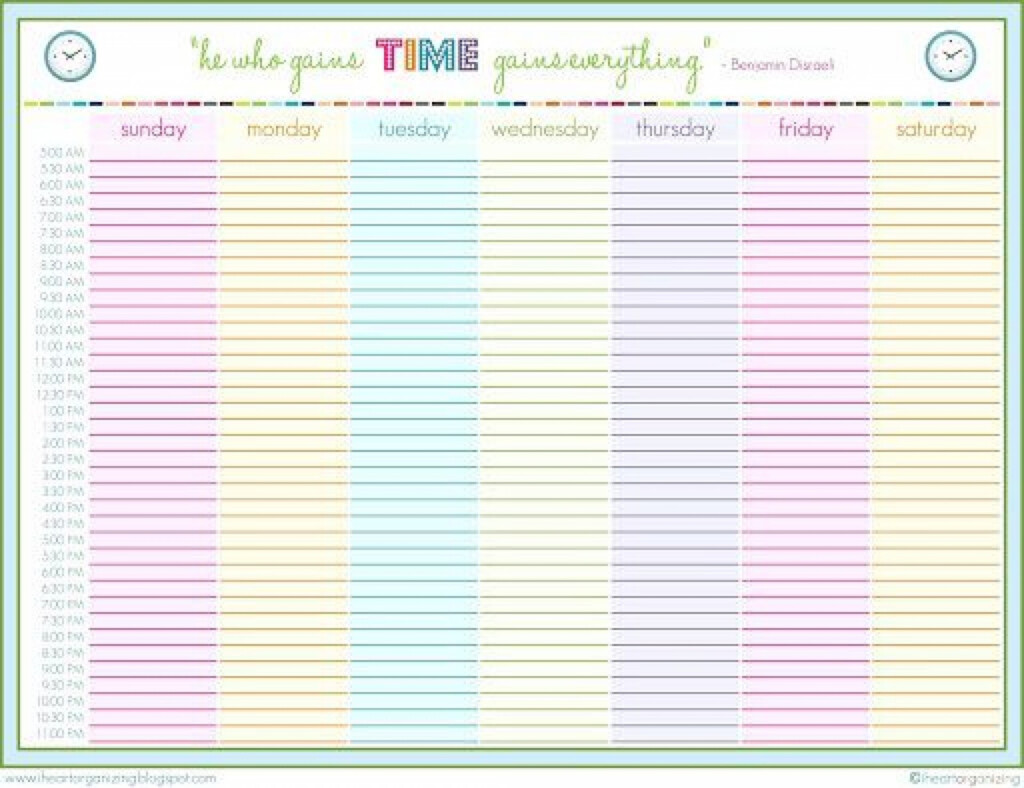 24 Hour Weekly Planner Printable Printable Word Searches