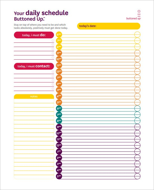 33 24 Hours Schedule Templates PDF DOC Excel