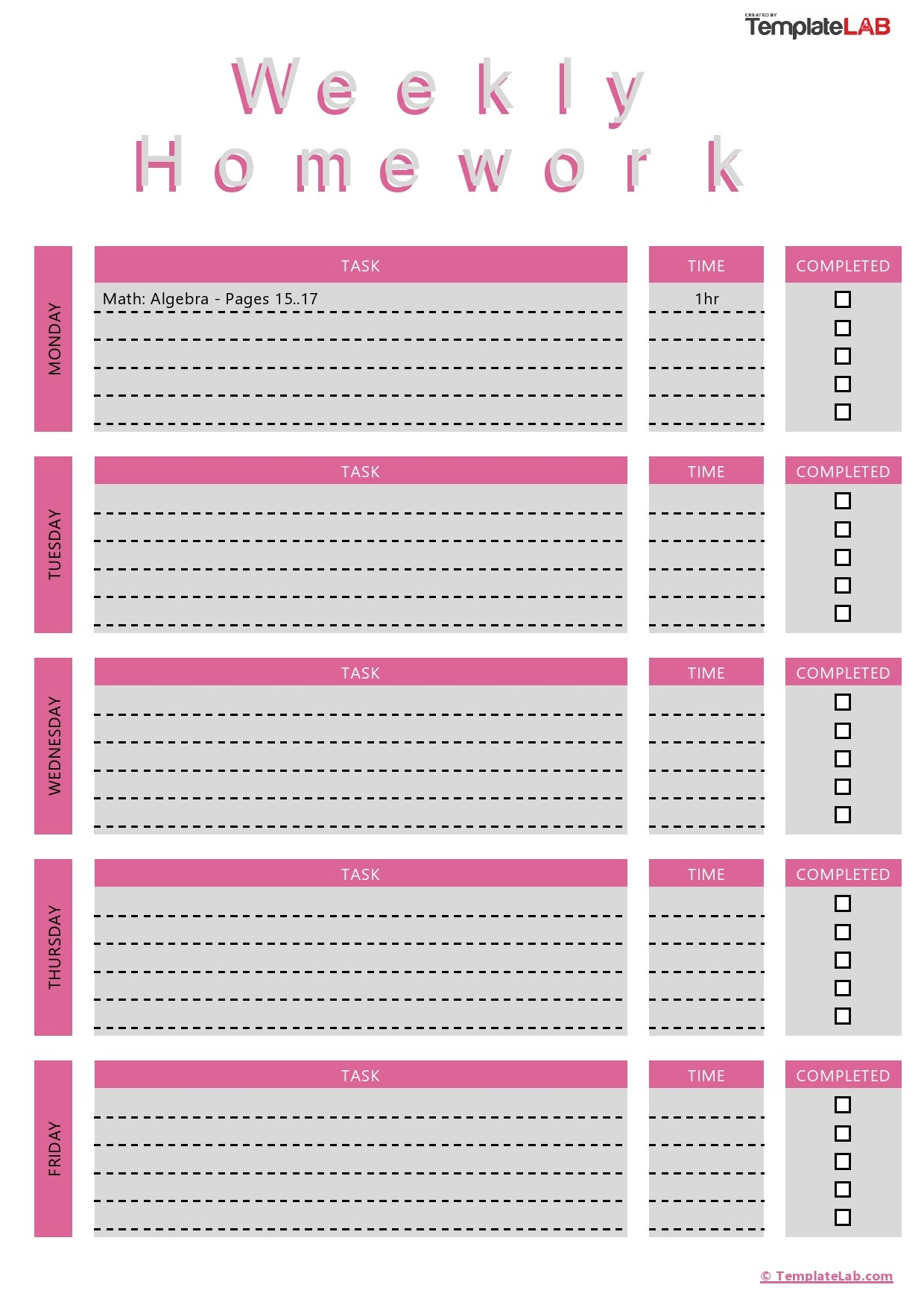 37 Printable Homework Planners Only The BEST TemplateLab