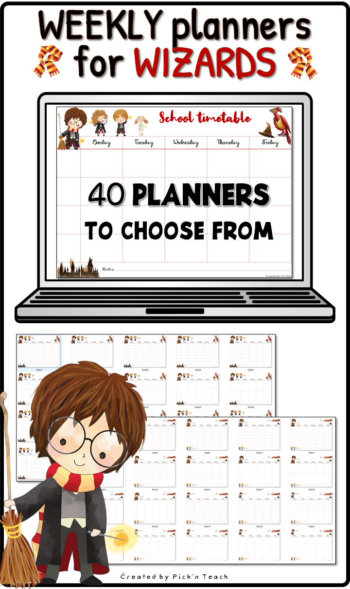 40 WEEKLY Planners Timetables Schedules For Harry Potter Fans Ready 