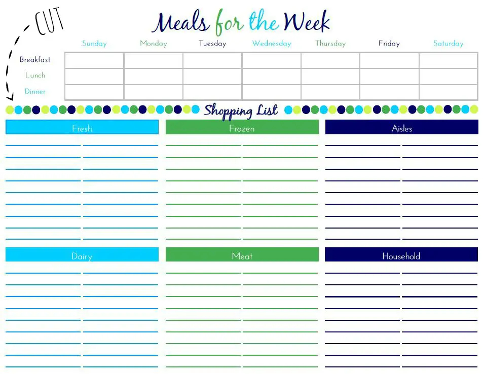 45 Printable Weekly Meal Planner Templates KittyBabyLove