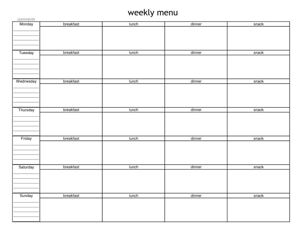 7 Best Blank Meal Planner Sheet Printable Printablee