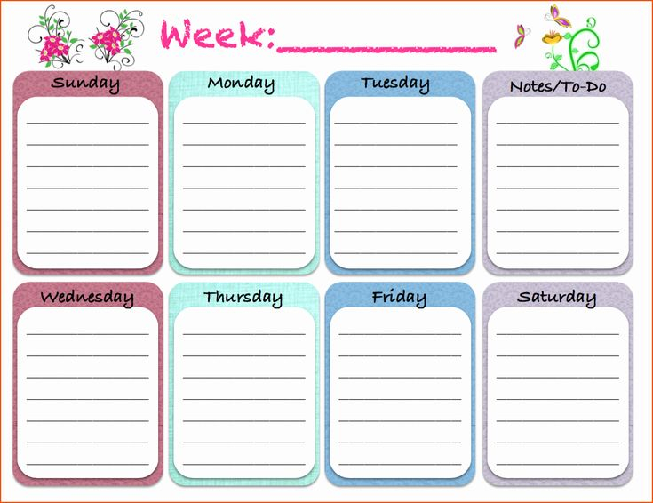 7 Day Planner Template New 5 Free Printable Weekly Calendars 