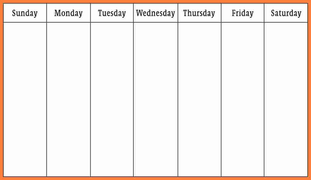 7 Day Week Schedule Template Beautiful 7 Weekly Calendar Template Word 