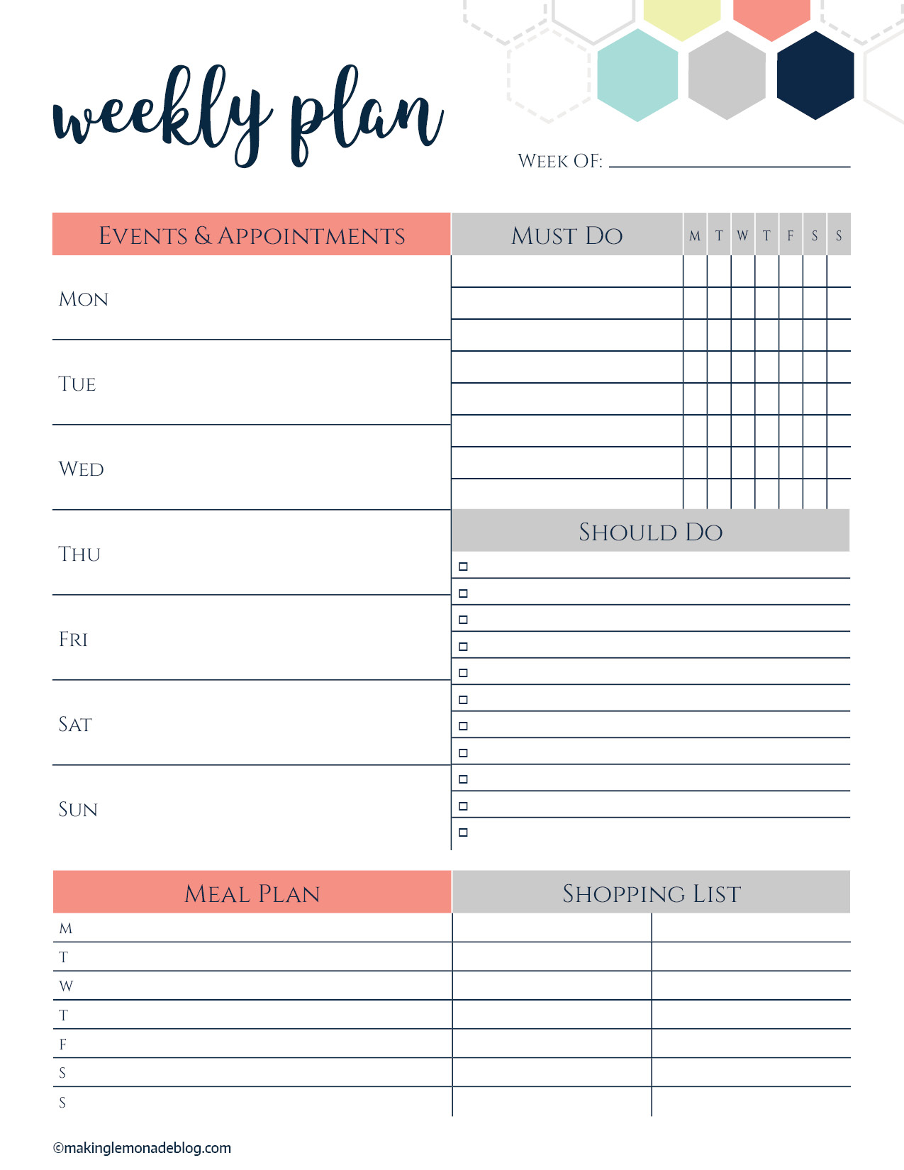 7 Day Weekly Planner Template Printable Calendar Template Printable 4 