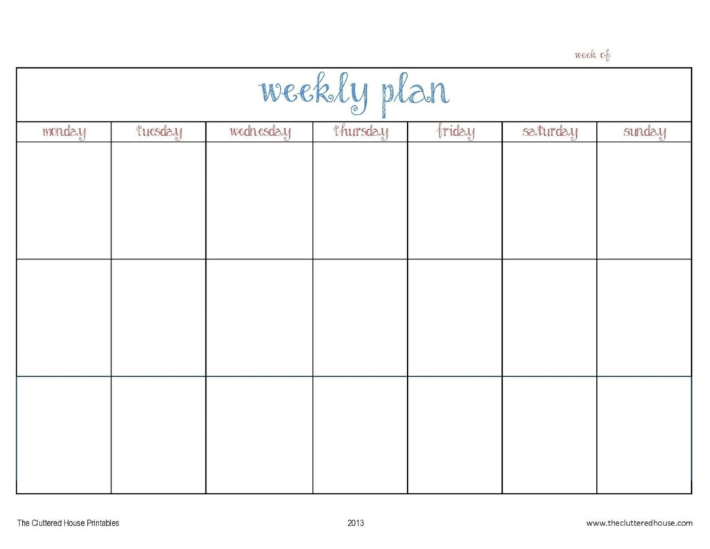 7 Day Weekly Planner Template Printable Template Calendar Design 7 