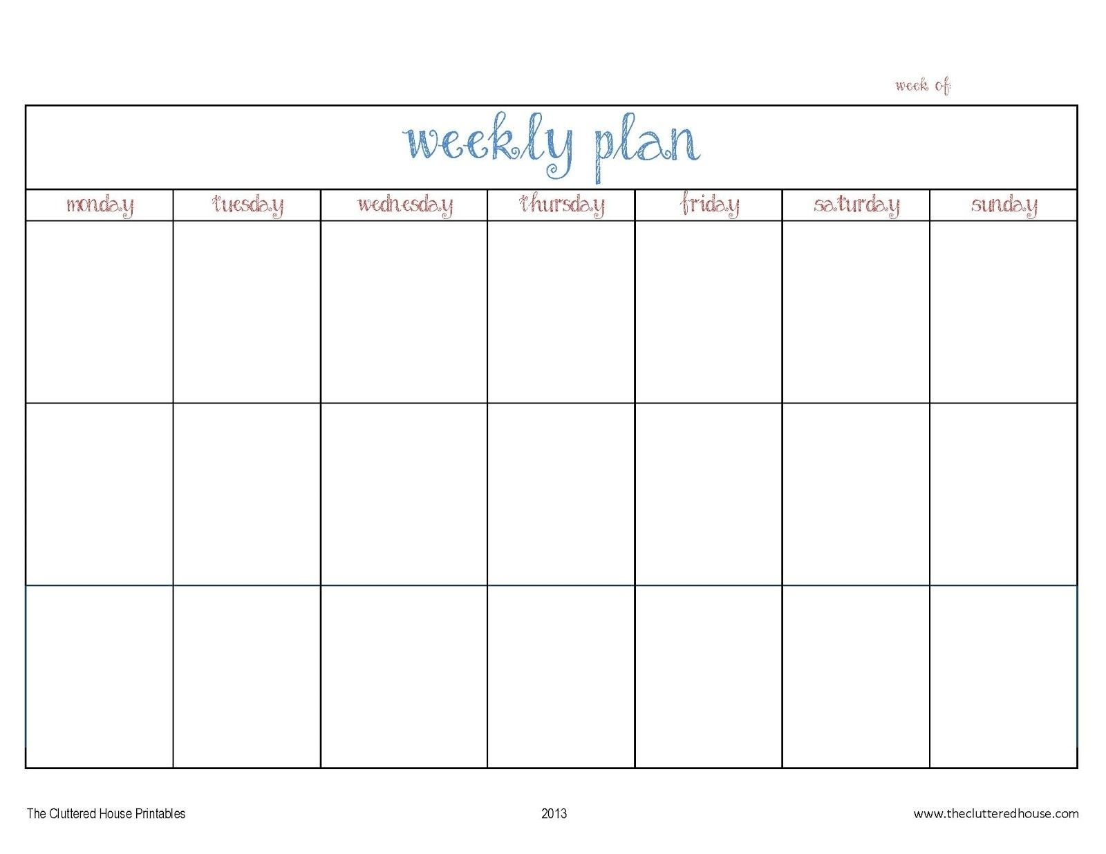 7 Day Weekly Planner Template Printable Template Calendar Design 7 