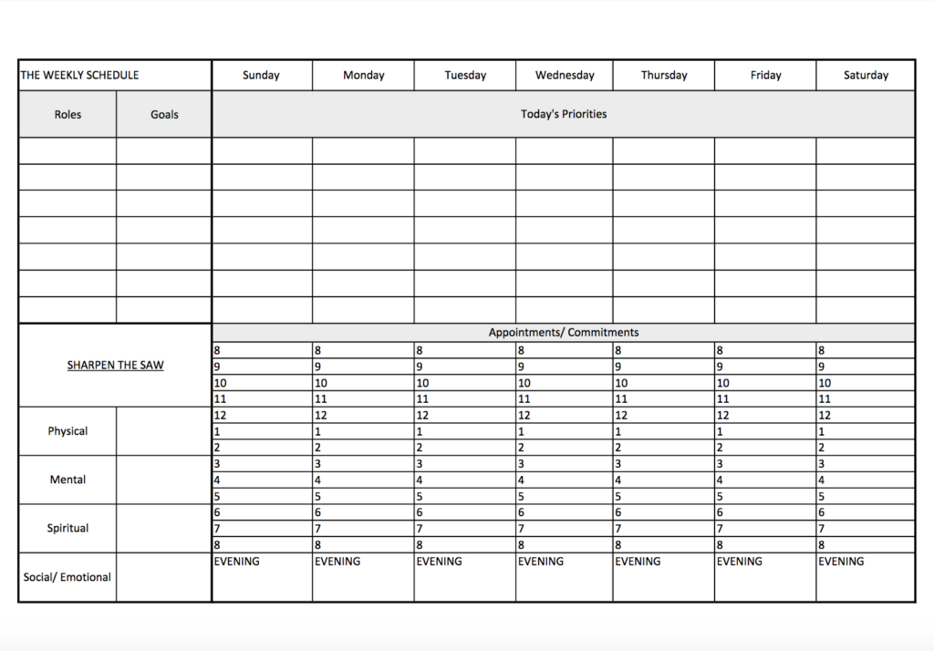 7 Habits Of Highly Effective People Printable Template Calendar 