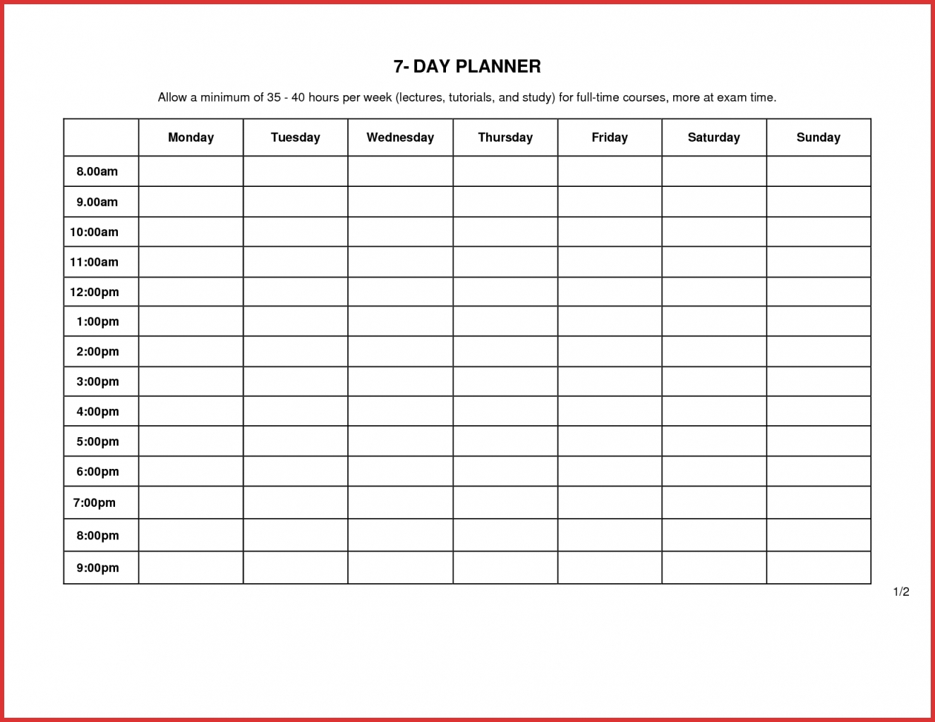 7 Week Calendar Template Example Calendar Printable