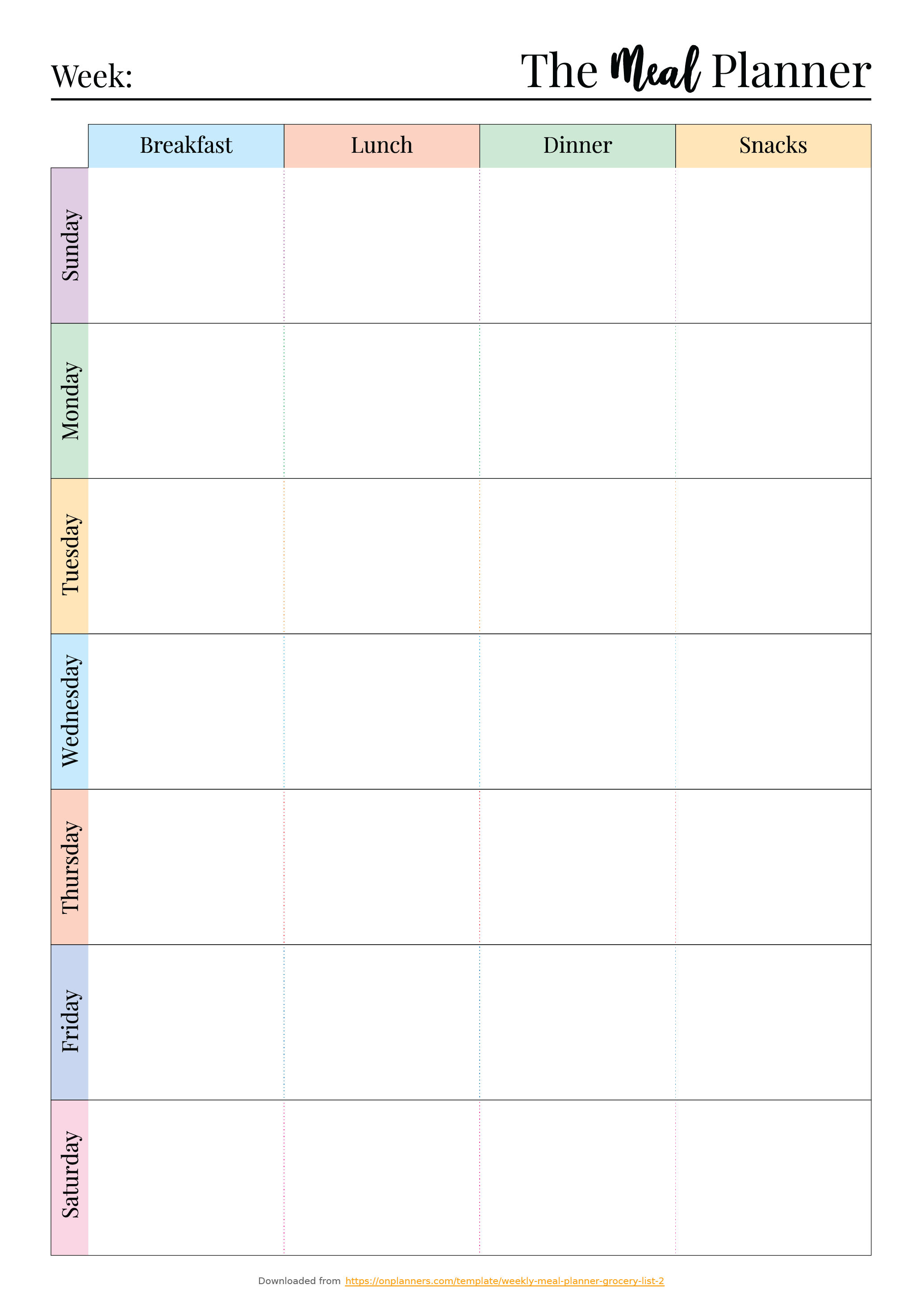 8 5 X 11 DIGITAL DOWNLOAD Meal Planner Blue Meal Planning Printable Set 