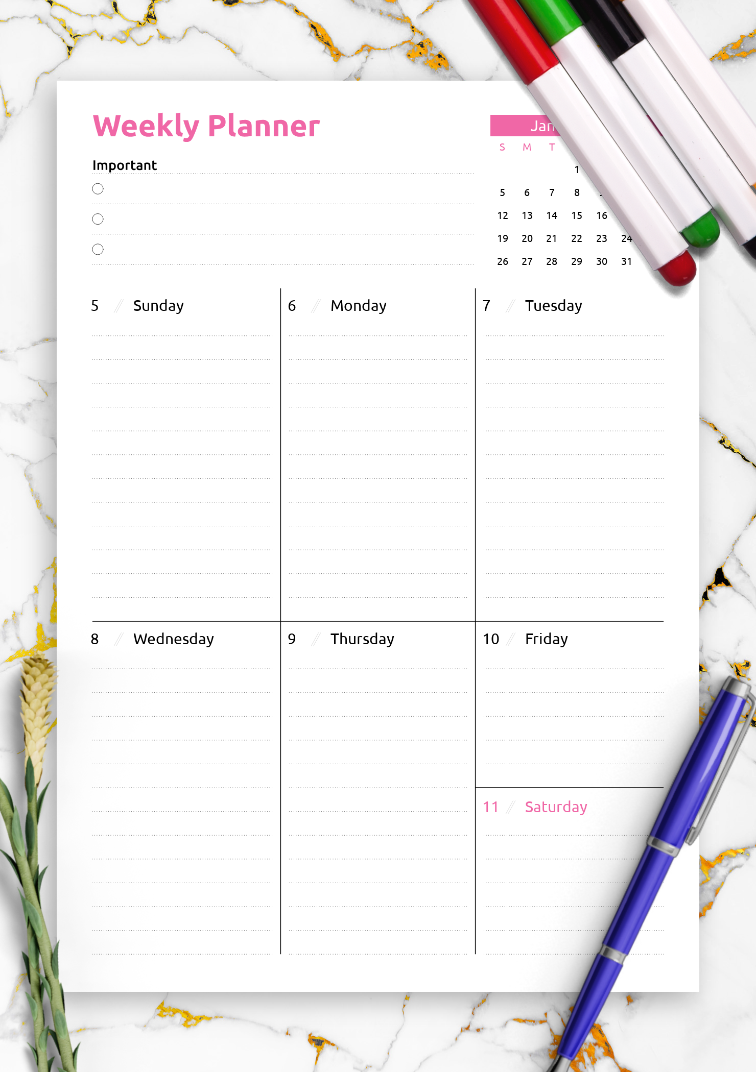 8 Printable Weekly Planner Template Template Free Download