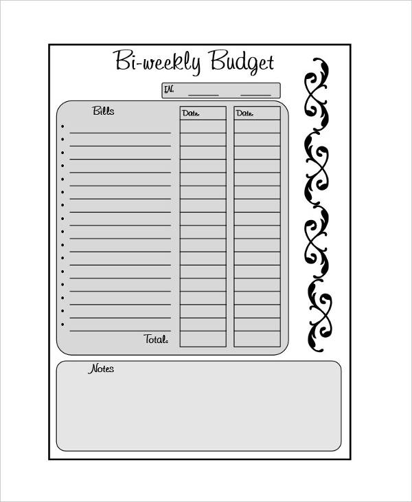 9 Bi Weekly Budget Template