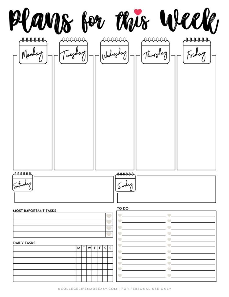 A Cute Printable Weekly Planner To Help You Tackle 2021