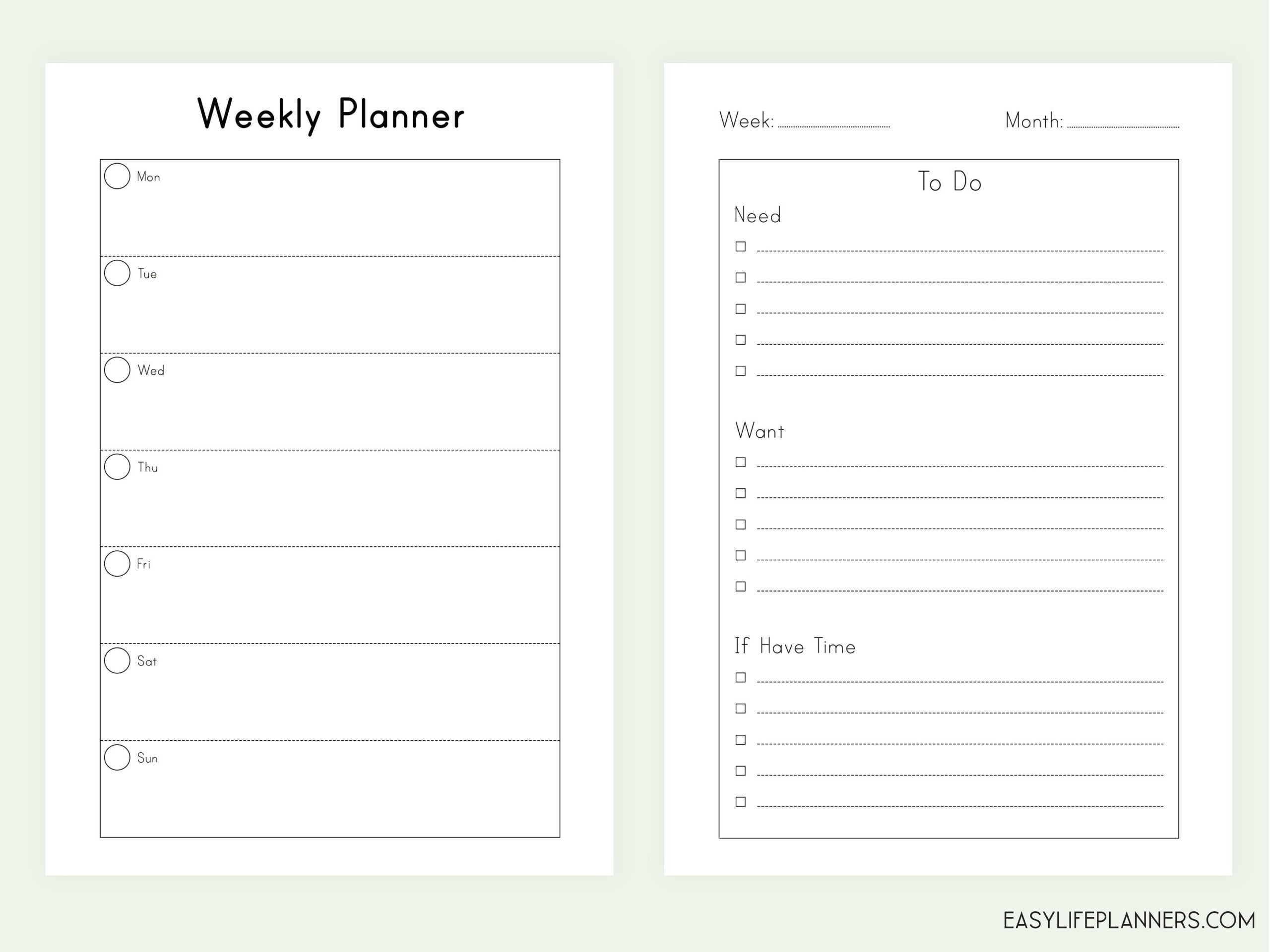 A5 Planner Inserts Weekly Printable A5 Weekly Insert Weekly Planner 