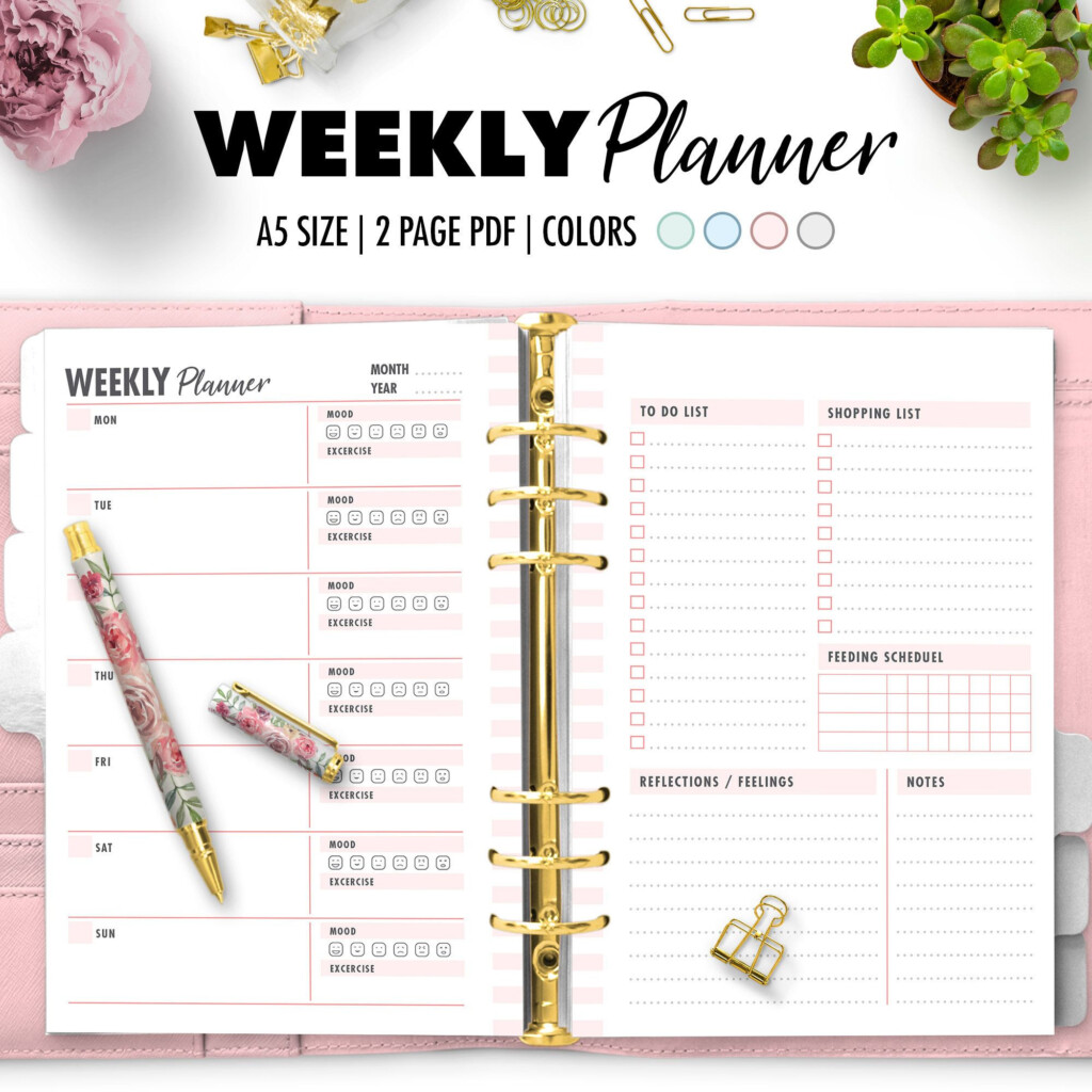 A5 Weekly Planner Printable 2 Page Etsy Weekly Planner Printable 