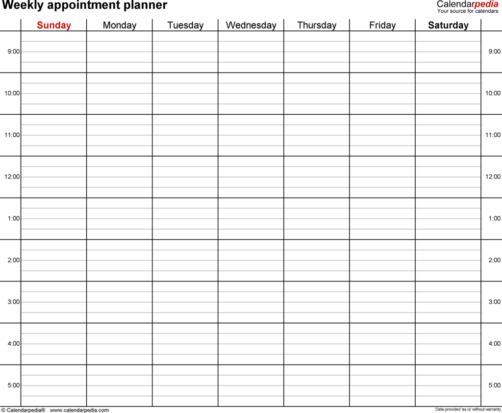 Appointment Sheet Template Word