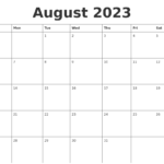 August 2023 Free Calendars To Print