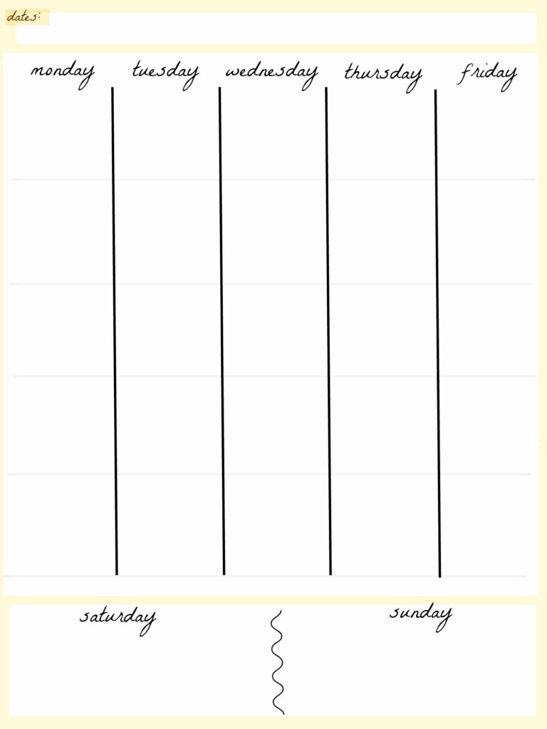 Awesome 5 Day Schedule Template In 2020 Weekly Calendar Template 