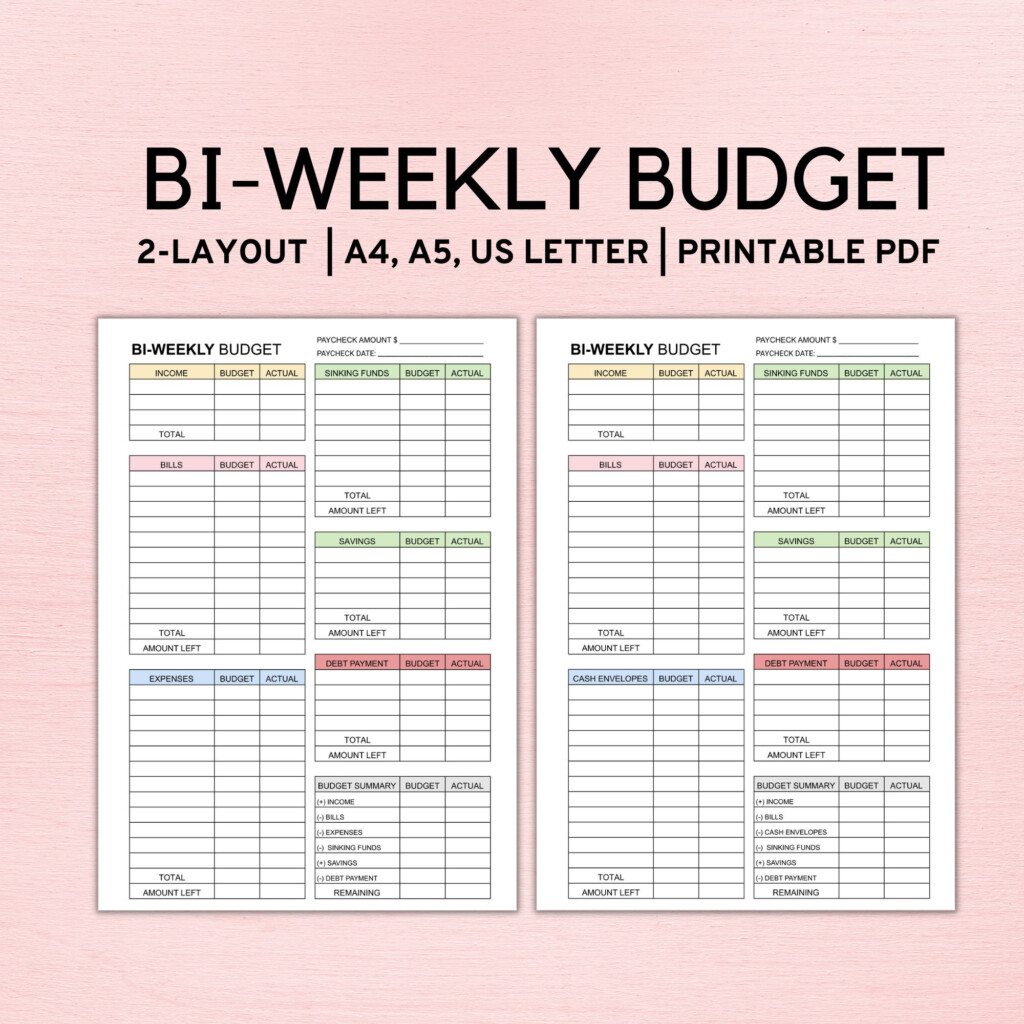 Bi Weekly Budget Planner Template Paycheck Budget Printable 