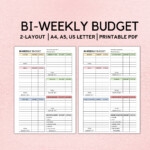 Bi Weekly Budget Planner Template Paycheck Budget Printable