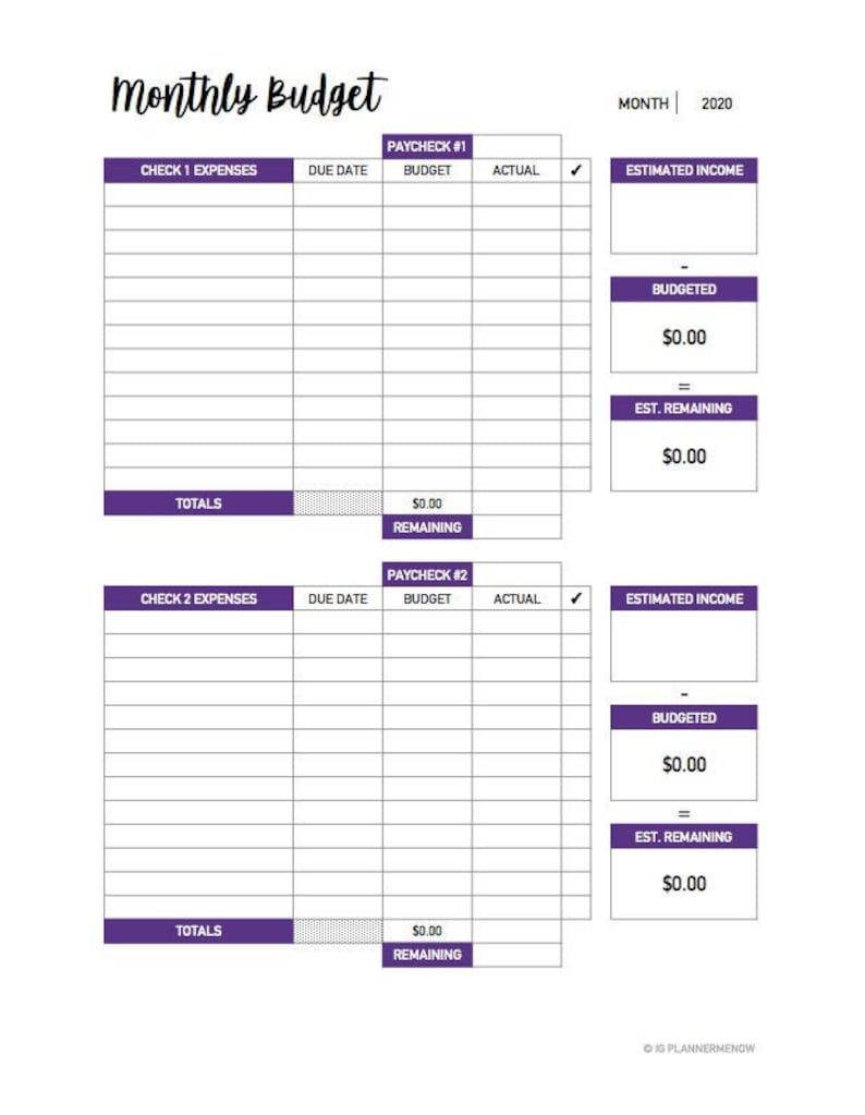 Bi Weekly Personal Budget Template Excel Excel Templates