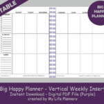 BIG Happy Planner Vertical Weekly Insert Editable Printable