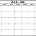 Blank Calendar October 2023 Printable Blank Calendar Printable 2023