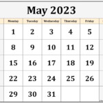 Blank Calendar Template May 2023 Blank Calendar Printable 2023