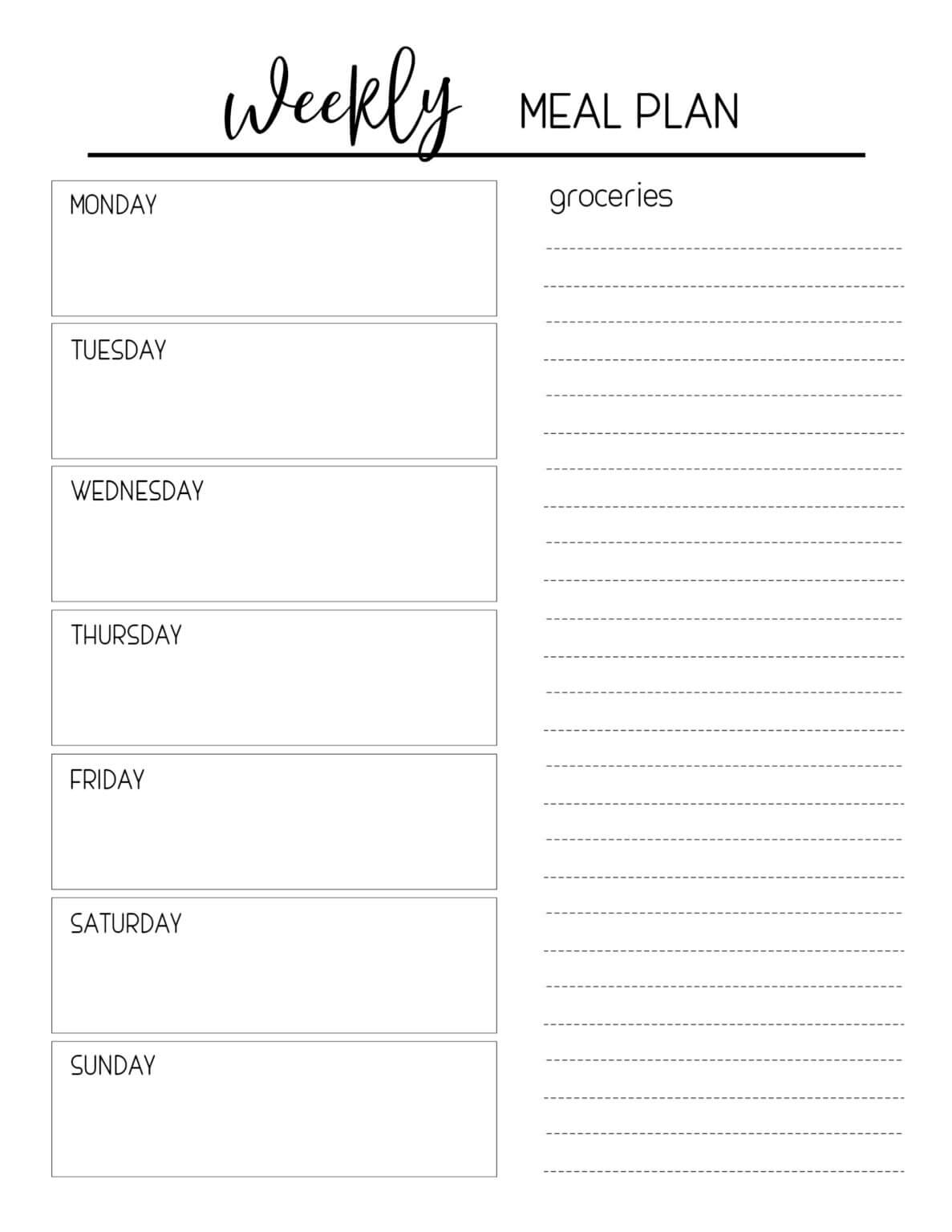 Blank Meal Plan Template Best Sample Template