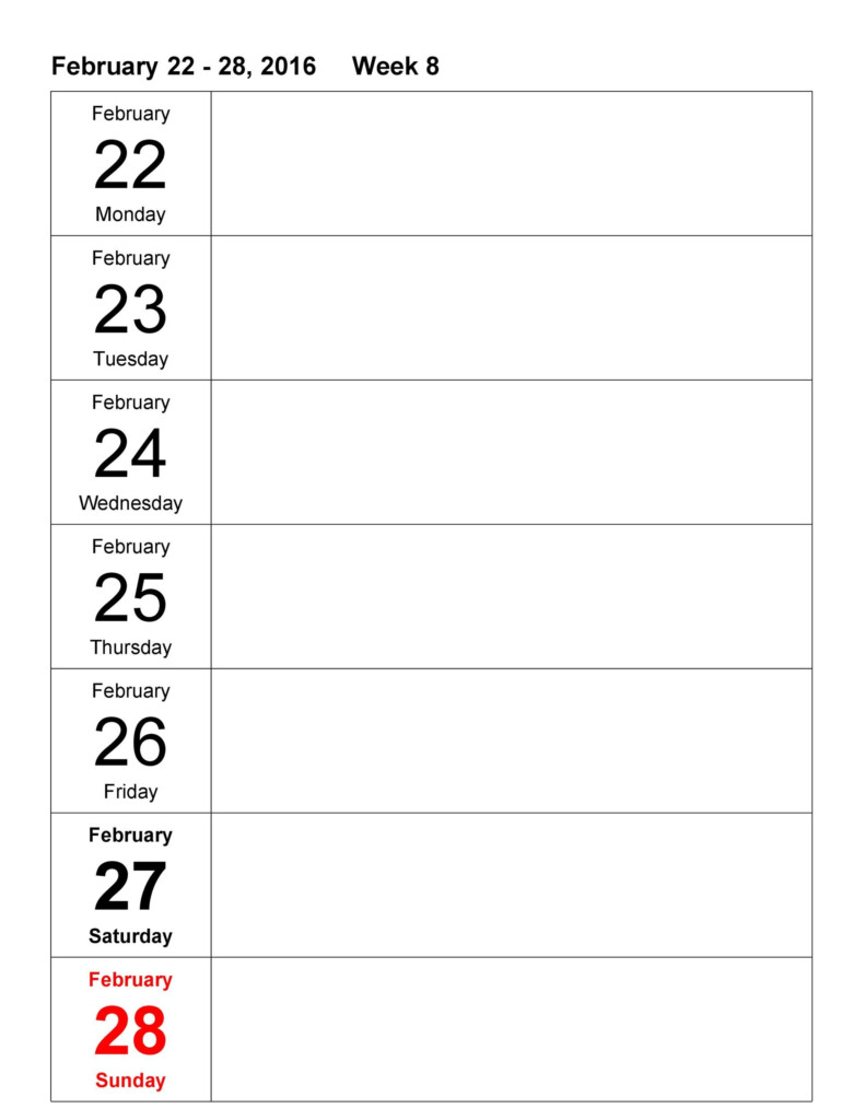 Blank Printable Weekly Schedule Template Printable Templates