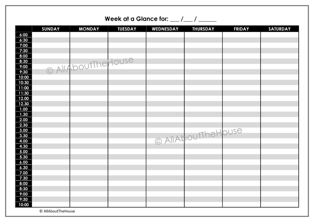 Blank Weekly Calendar 15 Minute Increments Calendar Template Printable