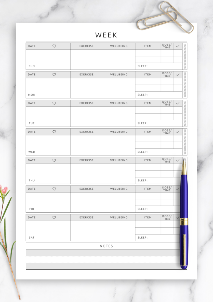 Blank Weekly Exercise Planner Tutorial Pics