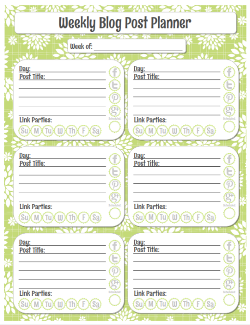 Blog Planner Basic 11 Downloadable Pages Organizing Homelife