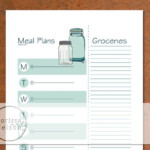 Blue Mason Jar Weekly Meal Planner Instant Printable Weekly Meal Planner Meal Planner