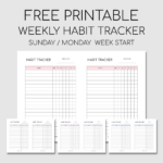 BobbiPrintables Free Printable Weekly Habit Tracker Template