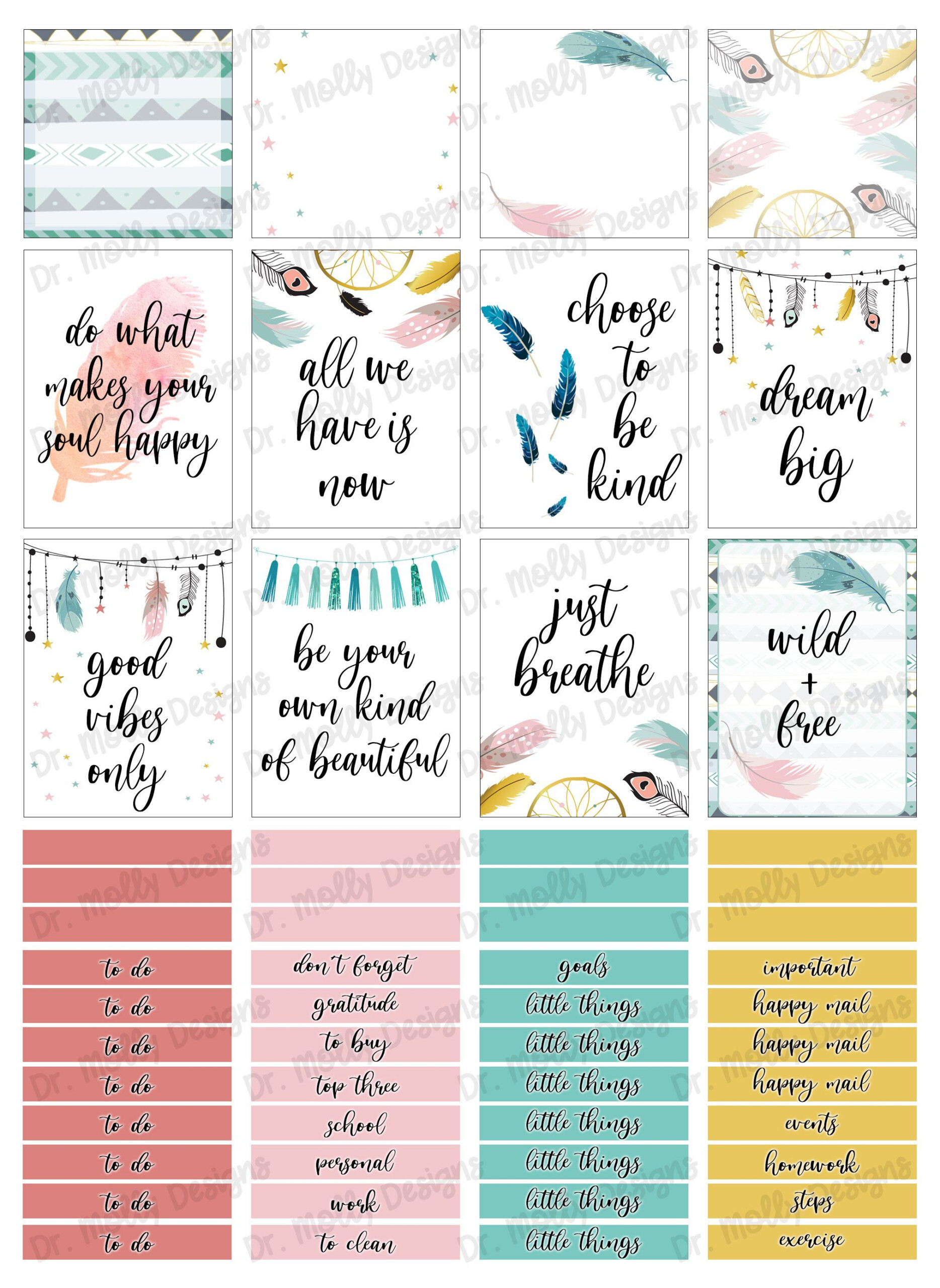 Boho Quotes Printable Weekly Planner Stickers Printable Etsy In 2020 Happy Planner Free 