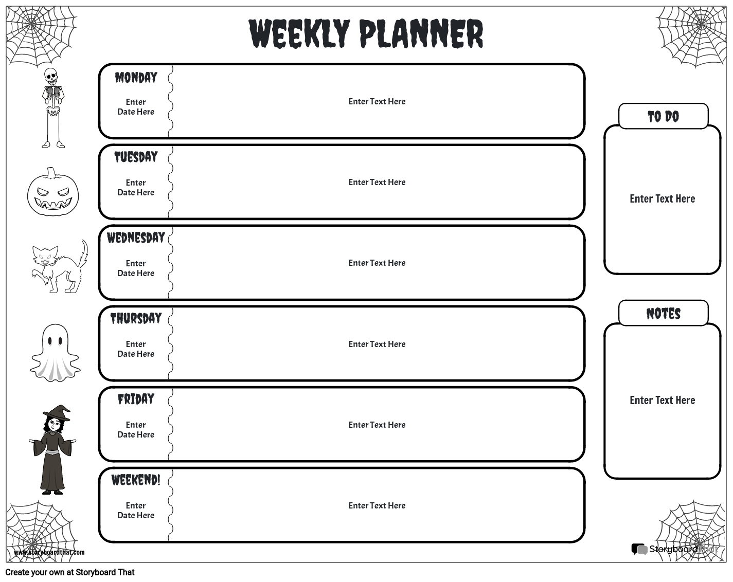 BW Weekly Planner 2 Storyboard By Worksheet templates