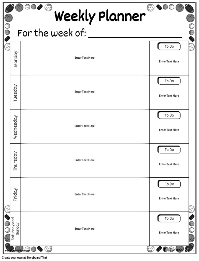 BW Weekly Planner 5 Storyboard By He examples